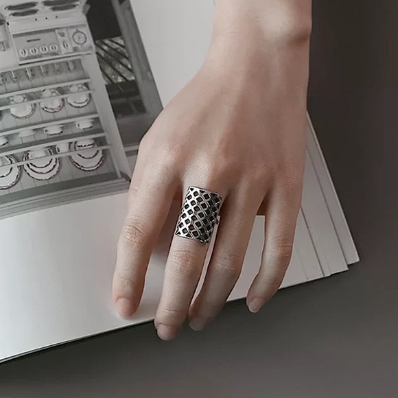 NEW STERLING SILVER BOHO GEOMETRIC ADJUSTABLE RING - Picture 4 of 6